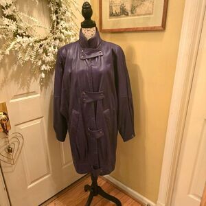 VINTAGE 80'S PURPLE COCOON LEATHER JACKET